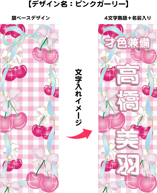のぼり旗（四文字熟語＋個人名入れ）ポール付き